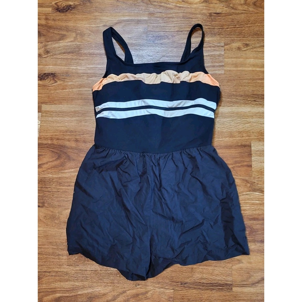 Robby Len‎ Vintage Striped Shorts 1 Piece Bathingsuit Size 10